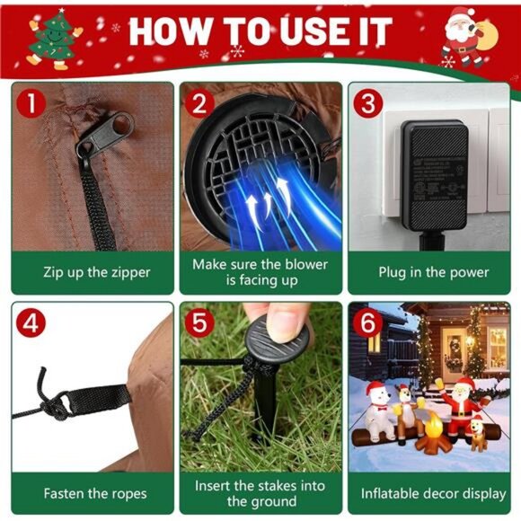 8FT Christmas Inflatable Outdoor Decoration with Built-in LEDs Lights, Blow-Up - Picture 4 of 8